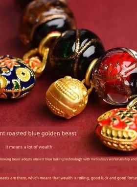 香灰釉面吞金兽手炼北京古法五行多宝兔龙年男女同款手炼