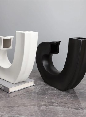 极简钩子摆件家居软装饰品样板房F间白色螺号花器玄关软装摆件