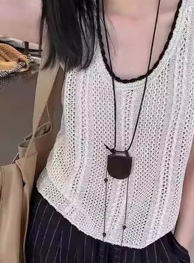 麂皮绒月牙包mini项链装饰品设计感精致吊坠穿搭叠戴百搭链子新款