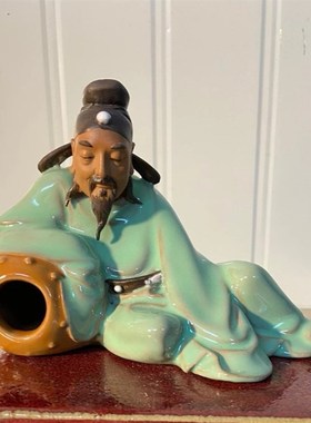 石湾公仔陶瓷李白醉酒手工家居装饰摆件酒馆文人诗人李白杜甫盆景