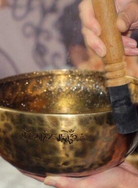 24cm 满月钵颂钵音疗尼泊尔手工铜钵瑜伽SPA理疗佛音碗钵孟摆件
