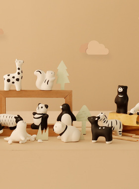 北欧治愈系陶瓷动物摆件客厅卧室儿童房桌面装饰品小朋Z友生日礼