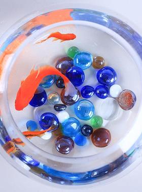 鱼缸装饰造景玻璃鹅卵石雨花石阳台装饰彩色小石子水培五彩石头