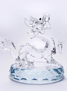 玻璃生肖龙摆件创意生日礼物手工琉璃生肖十二生肖水晶动物龙车载