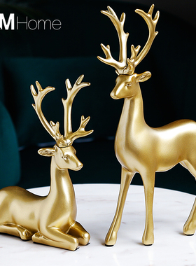 招财鹿摆件轻奢h高档创意酒柜客厅办公桌面家居装饰品乔迁新居礼
