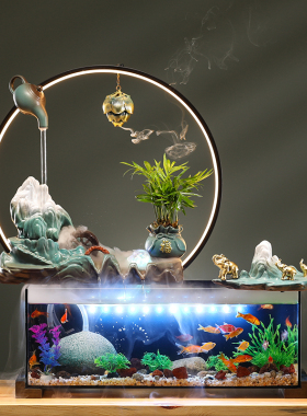 流水摆件循环水客厅电视柜装饰品办公室桌面鱼缸乔迁礼品自带过滤