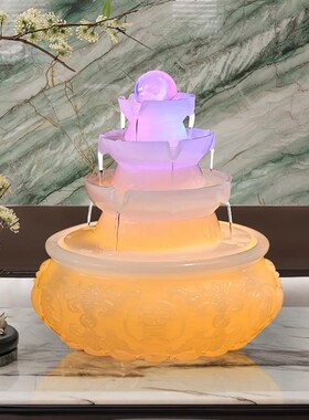 流水生财摆件循环水招财景观客厅桌面喷泉造景公司开业聚宝盆装饰