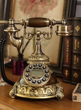源盛集珍家居饰品美式复古电话机摆件欧式模型古董摆设工艺品装饰