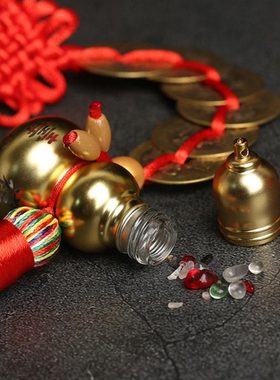 妙如意 金葫芦六帝钱铜钱挂件葫芦挂饰吉祥檀香车挂家居装饰品