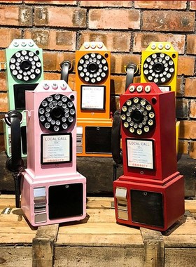 美式复古老式电话机模型壁挂墙上装饰网红奶茶店酒吧餐厅墙面挂件