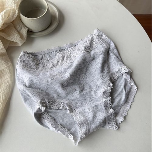 高品质出口韩国女士纯棉内裤收腹提臀无痕全棉黑色蕾丝包臀大码 - 图3
