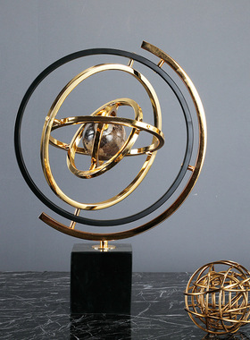 欧式大理石地球仪摆件办公室样板书房书桌客厅电视柜玄关软装饰品