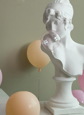 法式粉色吹泡泡少女底座雕塑人物摆件壁龛玄关柜艺术装饰大号80cm