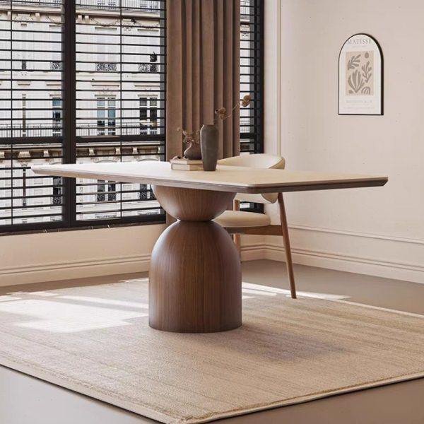 意式轻奢岩板餐桌椅组合家用简约小户型胡桃色长方形实木吃饭桌子,淘宝优惠券,粉丝福利购,淘宝优惠卷