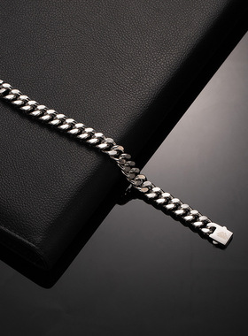 欧美潮酷钛钢古巴链14