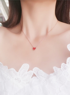 黑红双面心形钛钢项链