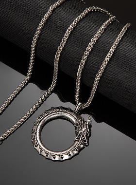 男士嘻哈钛钢吊坠项链