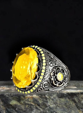 欧美潮酷男士镶钻戒指