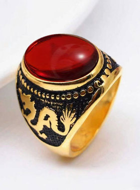 红宝石龙纹男士戒指12