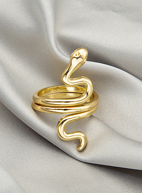 蛇形开口镶钻戒指0033