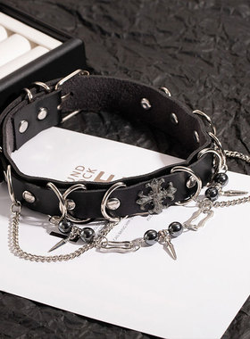 欧美跨境皮质十字架项圈