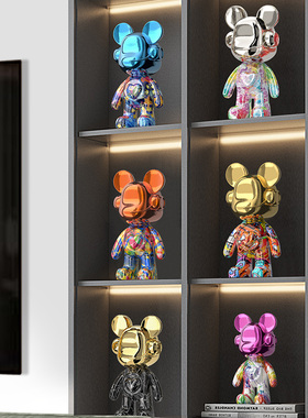 小众新款网红熊摆件积木熊暴力熊店铺客厅酒柜电视柜儿童房装饰品