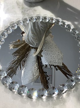 水晶镜面托盘轻奢高级感家用客厅茶几摆件装饰品桌面香水收纳摆件