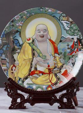 阳气重的摆件装饰盘陶瓷器工艺品中式客厅玄关摆件招财钟馗观音像