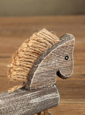 小摆件木马摆设创意手工木制品桌面木质复古家居房间装饰木头工艺