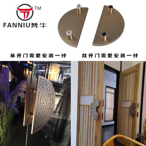 新中式玻璃门半圆拉手宴会厅木门对装古铜把手酒店包厢推拉木门把 - 图1