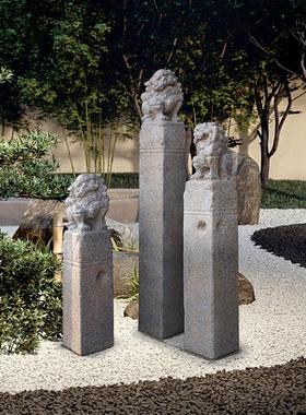 中式庭院彷古拴马桩狮子花园造景布置栓马柱落地摆件室内玄关装饰