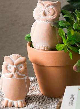 红陶土装饰品摆件可爱卡通小动物兔子小猫花园鱼缸庭院阳台室内外