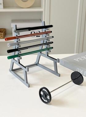 迷你杠铃健身器材笔架创意办公室桌面摆件家居好物让手指锻炼身体