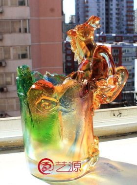 琉璃摆件商务办公礼品创意家居饰品马到成功笔筒同事朋友生日礼物