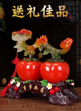 事事如意招财柿子摆件家居客厅玄关书房柜酒柜博古架乔迁新居礼物