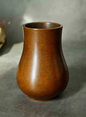 苏工手工铜创意花瓶梅瓶打篆工具盛器茶道香道博古架书房礼佛摆件