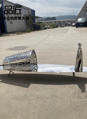 轻奢不锈钢金属小船雕塑酒店户外园林水池景观抽象艺术摆件装饰品