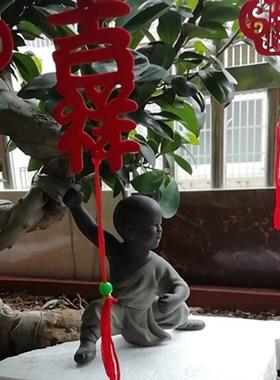 紫砂茶宠大号功夫小和尚手工陶瓷人物中式家居玄关酒柜工艺品摆饰