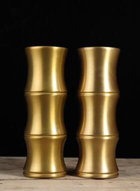 纯黄铜香筒复古金蝉竹子香筒一对装香插香的家用摆件线香香桶竹签