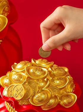 聚宝袋新中式摆件店铺开业收银柜台存钱筒家居客厅酒柜桌面装饰品