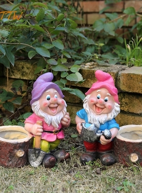 田园树脂小矮人庭院种植绿植装饰摆件