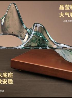 新款新中式轻奢山水摆件客厅玄关电视柜高端大气装饰高级礼物