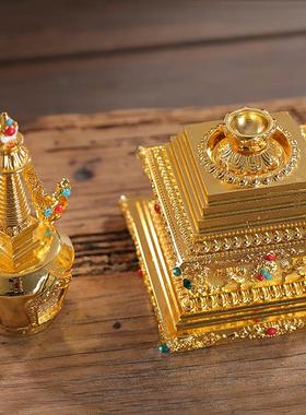 藏式佛具用品菩提塔舍利塔佛塔家用供奉摆件如来八塔大号金色cm