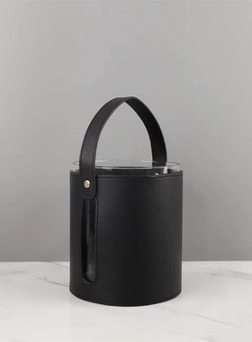 现代简约皮革玻璃醒酒器红酒冰桶摆件客厅餐厅吧台U酒店家居装饰