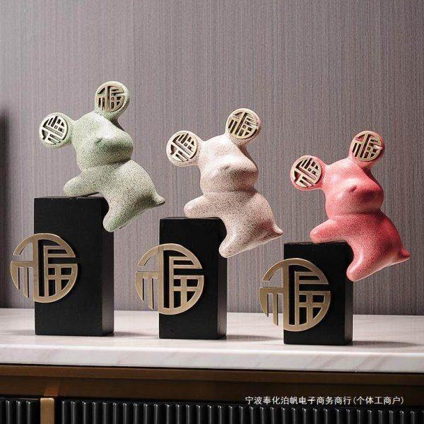 福字熊电视柜装饰品摆件家居客厅轻奢酒柜茶几摆设乔迁礼物,淘宝优惠券,粉丝福利购,淘宝优惠卷