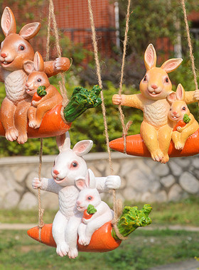 荡秋千小卡通摆件考拉 兔子猴B树袋熊猫幼儿园店铺户外吊饰挂件