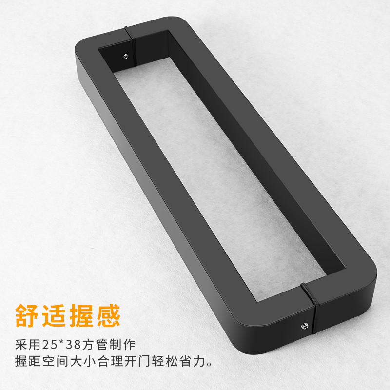 圆角新款加厚钢化玻璃门把手地弹簧无框门金色不锈钢黑色大门拉手 - 图1