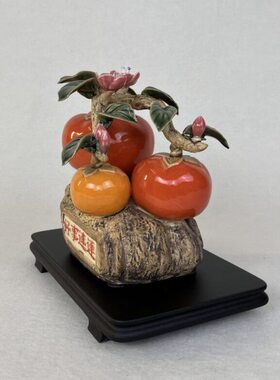 柿子好事连连陶瓷摆件石湾公仔客厅玄关酒柜装饰品摆设