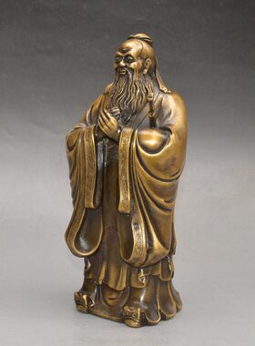 纯铜孔夫子圣人雕像摆件送老师教师节礼物办公室书房装饰工艺品
