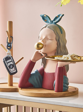 北欧轻奢玄关鞋柜上m钥匙树枝收纳挂架客厅创意托盘吹泡泡女孩摆